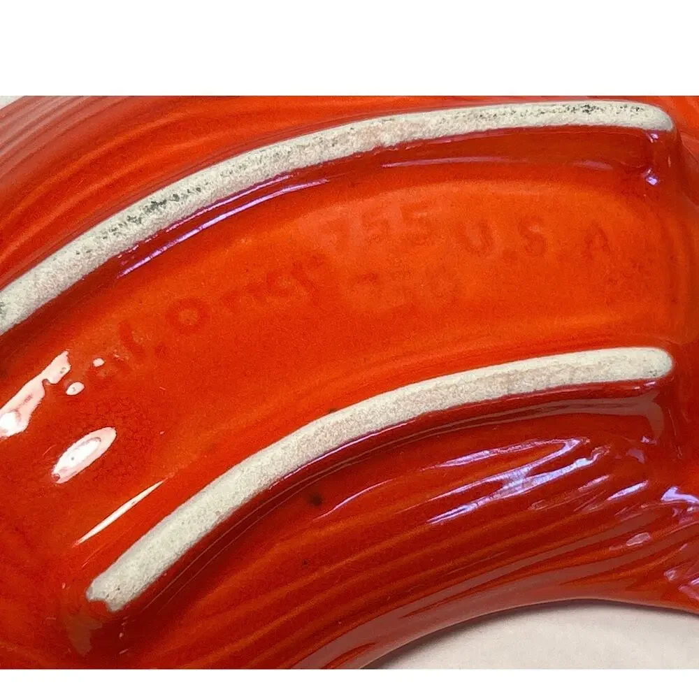 Art Deco 60’s Calif Originals Lazy Susan Chips & Dip Serving Dish Orange Lava